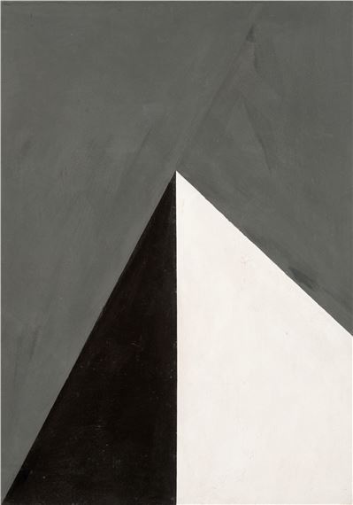 Schwarzweiß geteilter Keil auf Grau