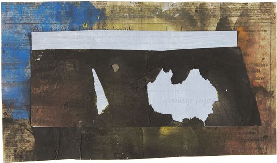 Violetter Grund unter aufgerissenem Schwarz by Hermann Glöckner, 1960