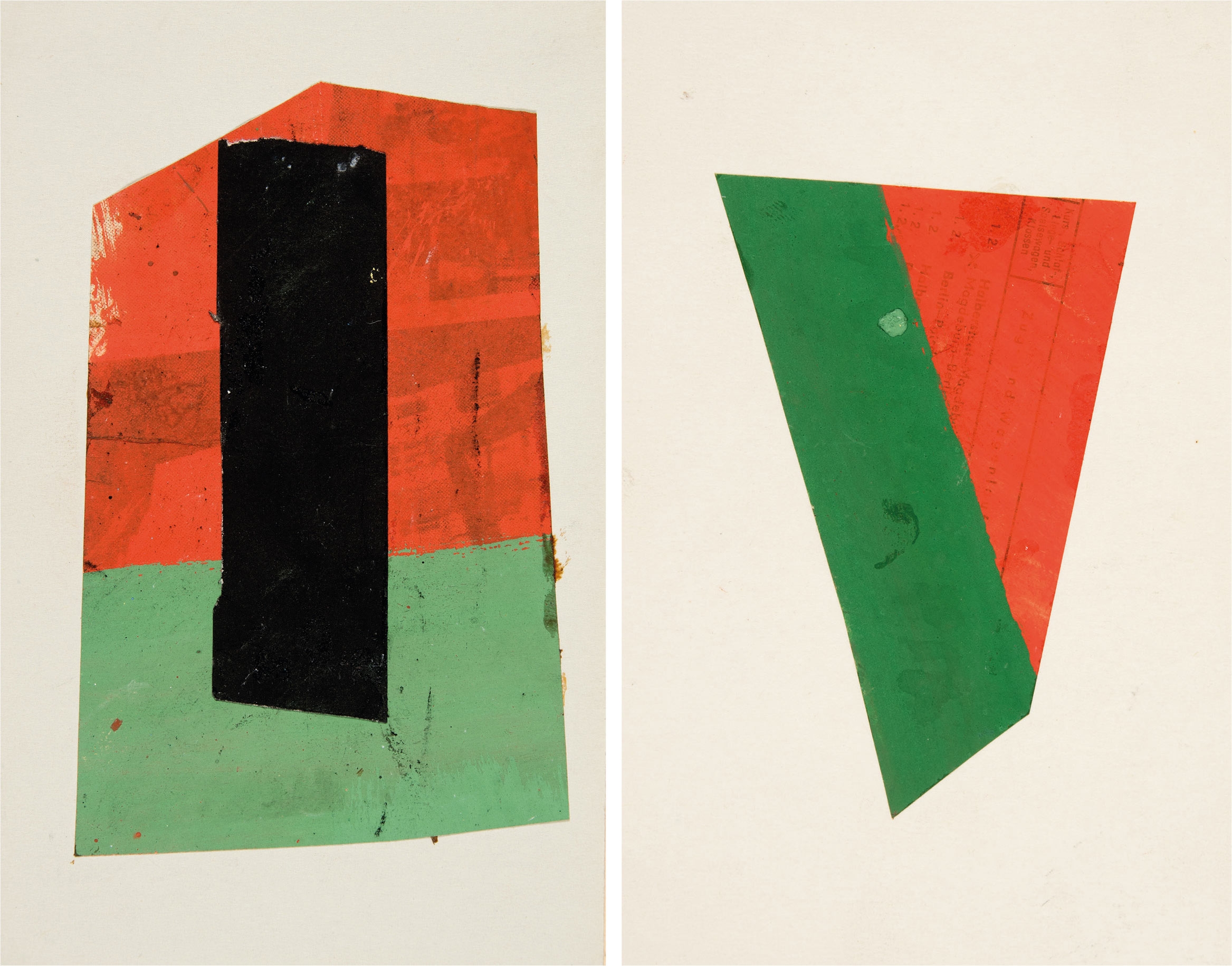 Artwork by Hermann Glöckner, Rot-Grün, Made of Tempera over collage on cardboard