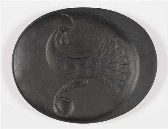 Ovaler Teller mit Hahn by Ewald Mataré, 1949