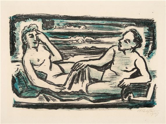Auf dem Lager by Max Pechstein, 1947