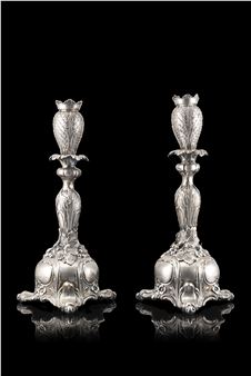 Pair of silver tripod candlesticks - Leopoldo Janesich