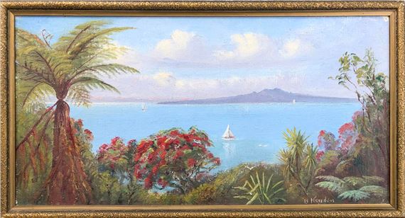 RANGITOTO CHANNEL FROM CAMPBELLS BAY by Bessie Kendon