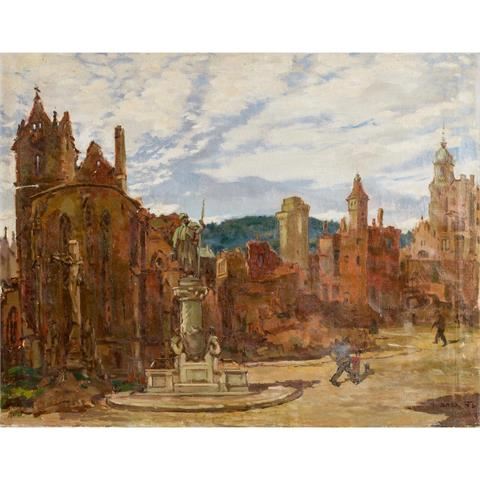 Stuttgart, die Eberhardskirche by Josef Arpád Kubass, 1946