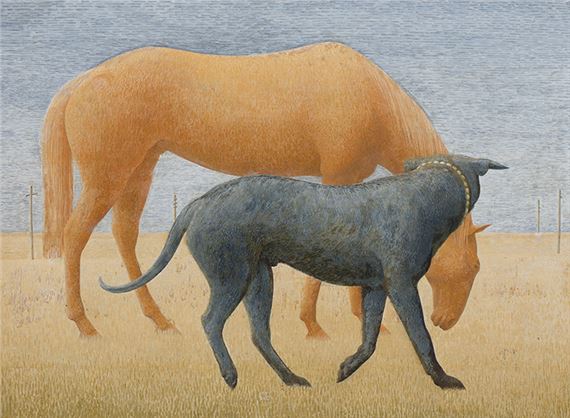 Dog and Horse by Alex Colville, dated 1953