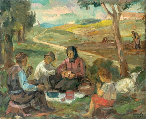 Ebéd a szabadban by József Bánáti Sverák, 1945 körül
