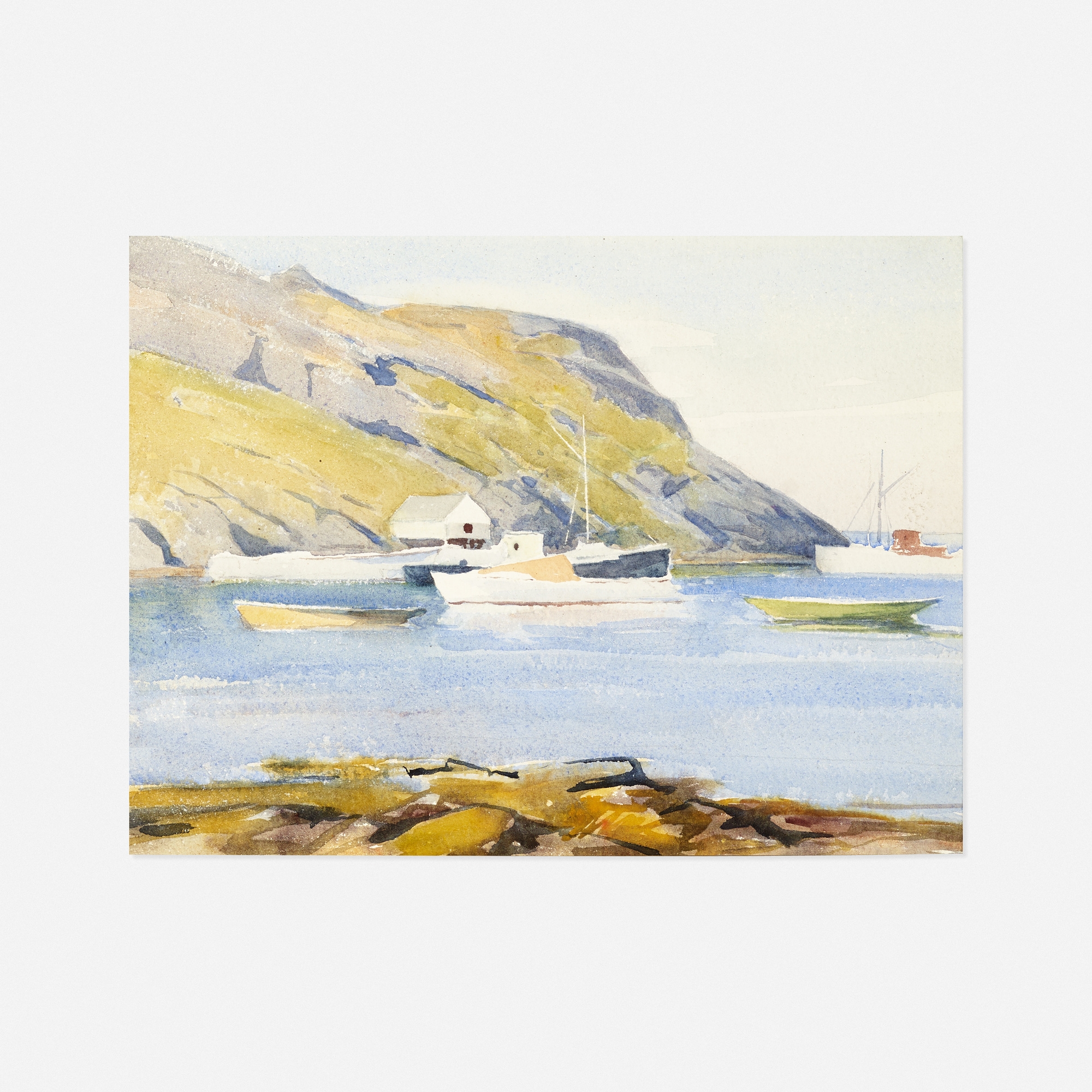 Artwork by Sears Gallagher, Fishing Boats, Monhegan, Made of watercolor on paper