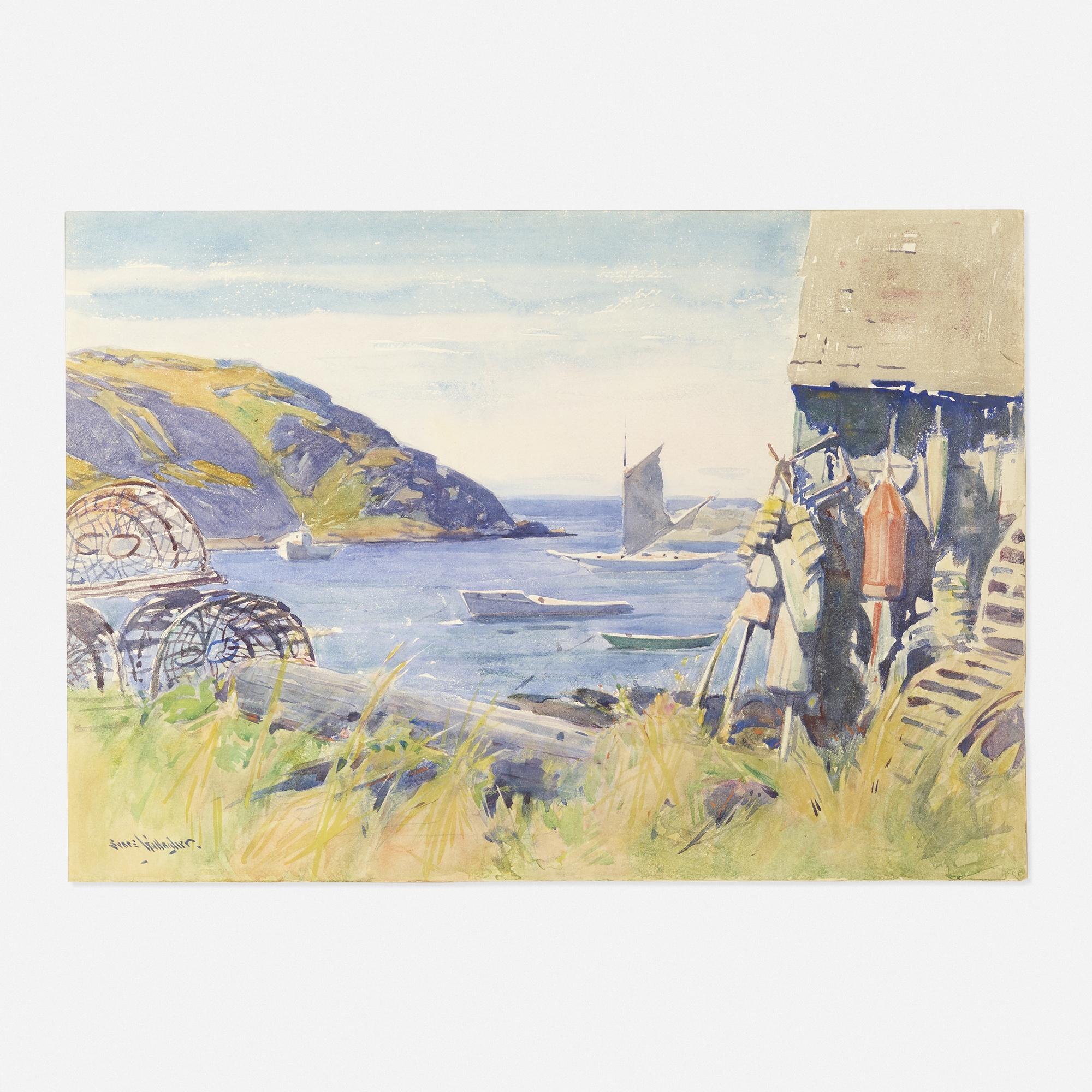 Artwork by Sears Gallagher, Fishing Shack, Made of watercolor on paper
