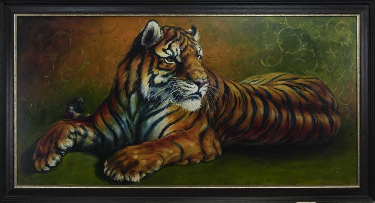 Artwork by Lesley D. Mckenzie, GOLDEN SIBERIAN TIGER, Made of oil on board
