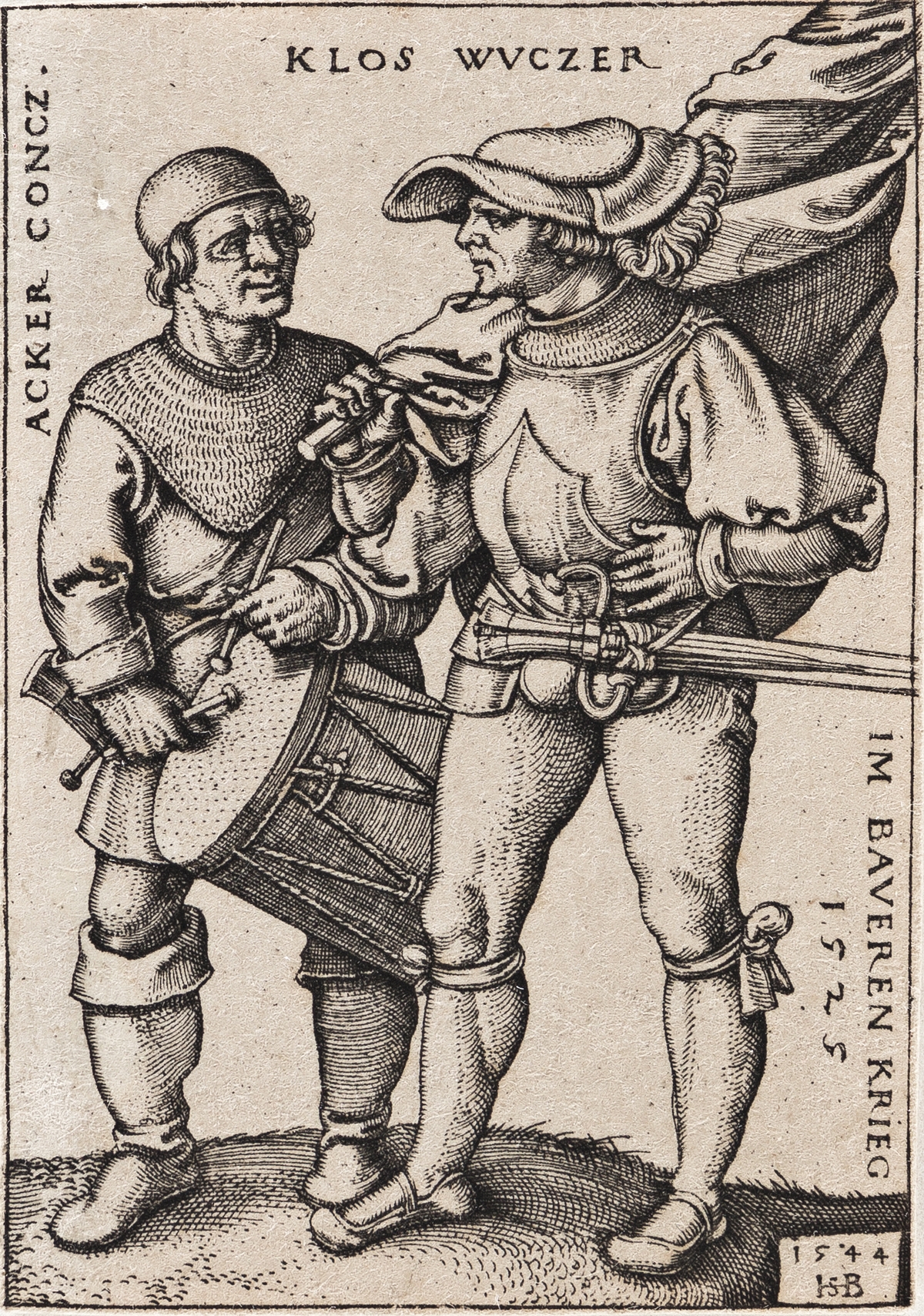 Standard-Bearer and Drummer by Hans Sebald Beham, 1524-1525