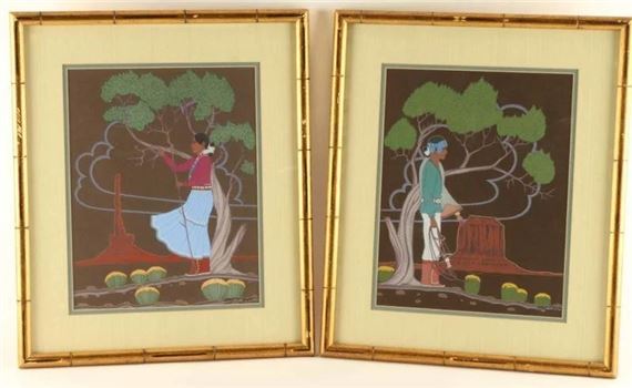 An indian woman and an indian man by Arthur C. Begay