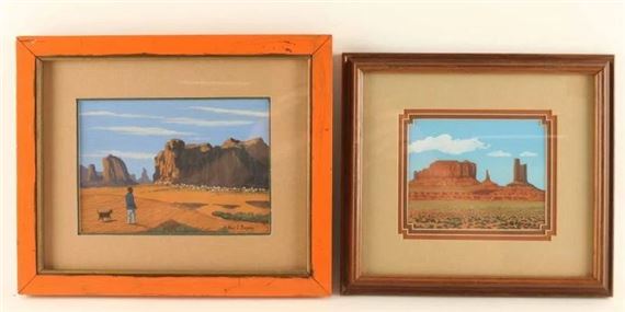 Indian man with dog; Moment Valley by Arthur C. Begay