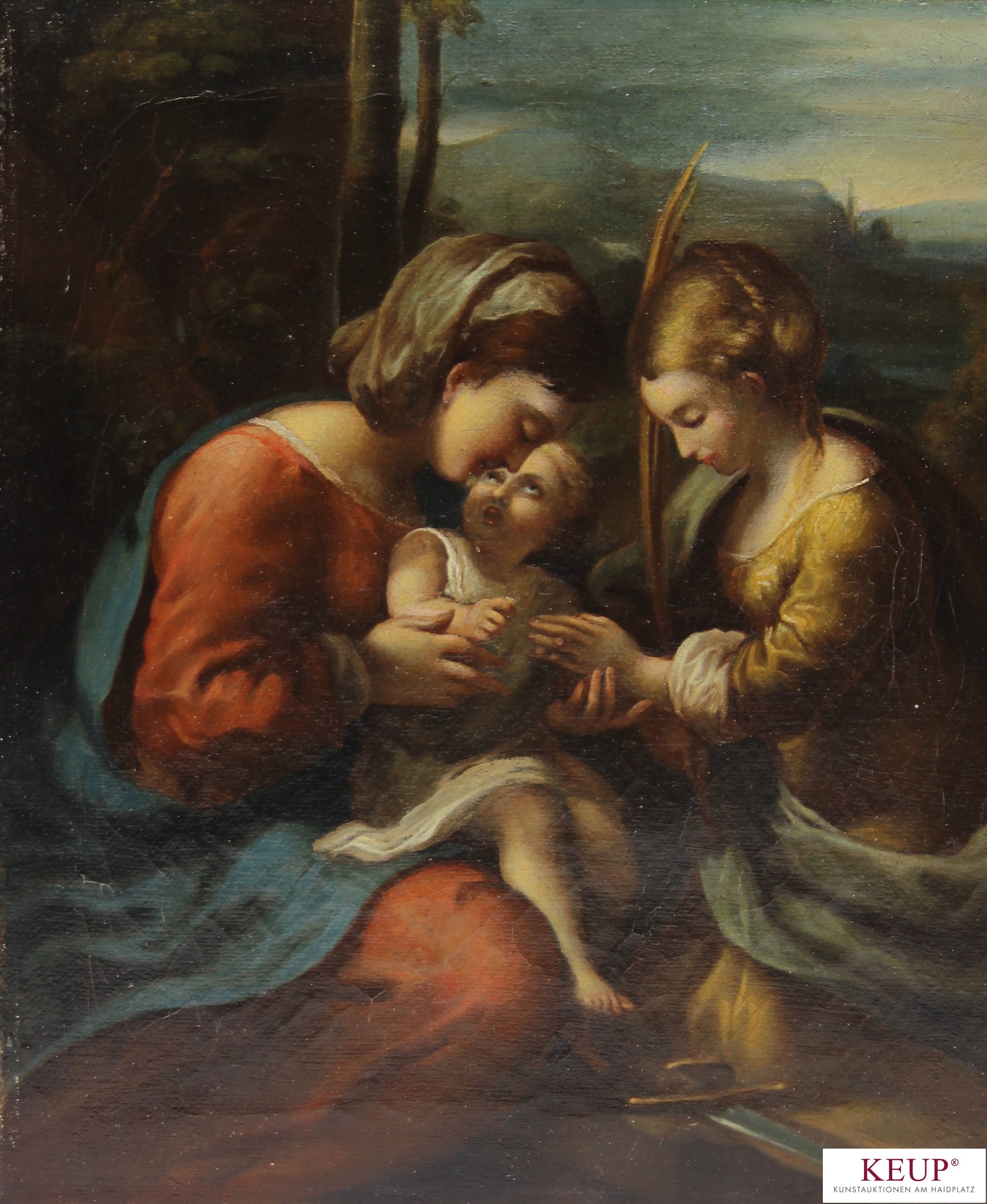 Artwork by Correggio, Italian School, 18th Century, Die mystische Vermählung der heiligen Katharina, Made of oil on canvas