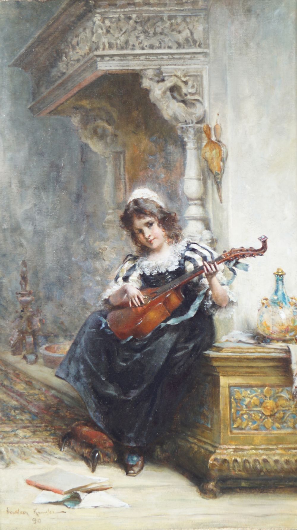 Davidson Knowles | 17th century interior with girl playing a mandolin ...