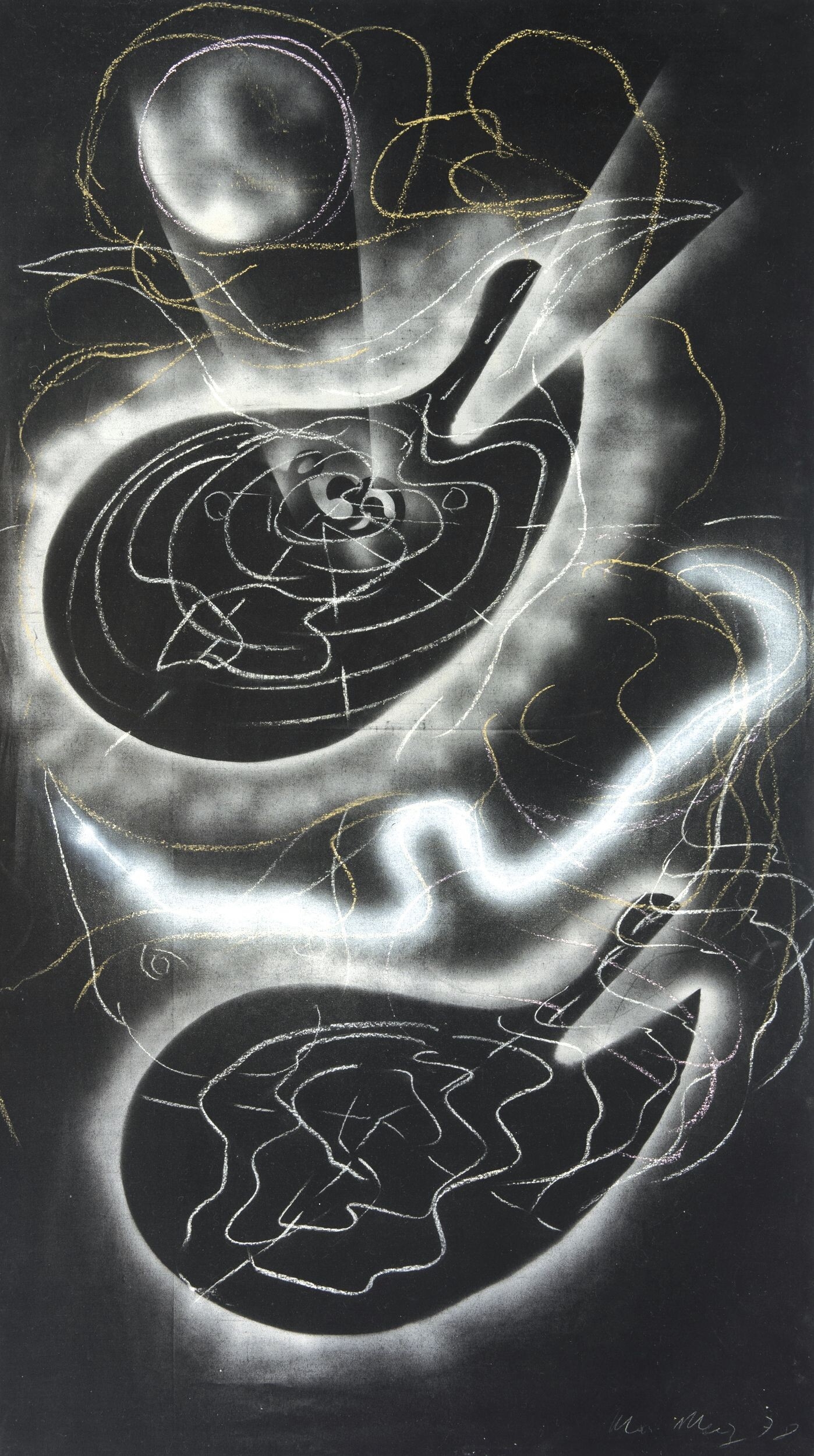 Artwork by Mario Merz, Untitled, Made of Oil, spray and pastel on canvas