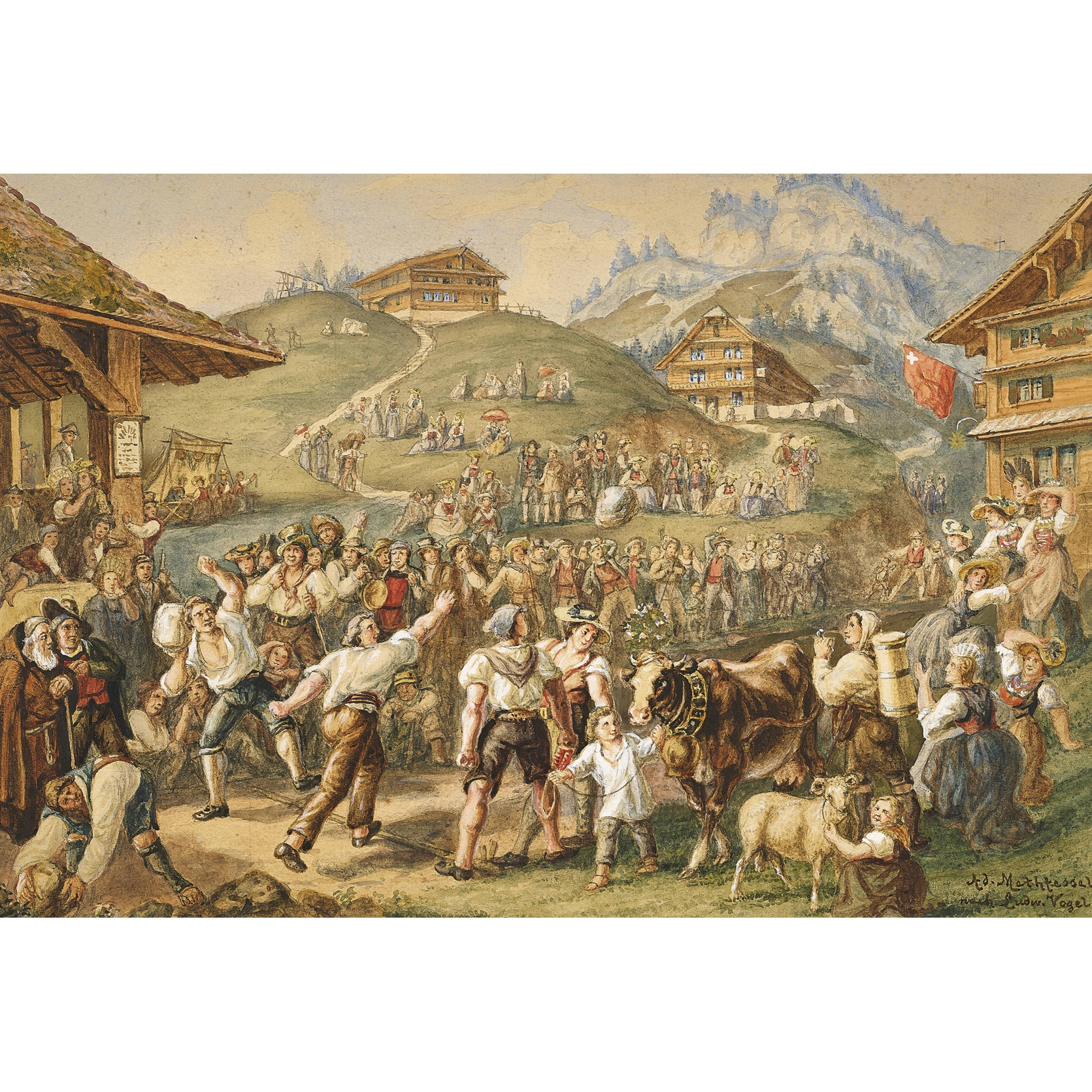 "Steinstosserfest am Rigi Cant. Schwyz" by Adolfo Methfessel, Georg Ludwig Vogel