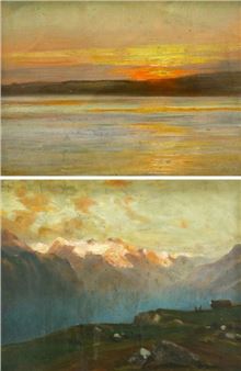 Meer bei Dämmerung; Gebirgslandschaft - Paul Söborg