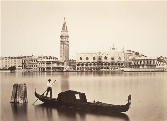 Piazzetta vue de la mer, Gondole Vénitienne by Carlo Ponti, c. 1865