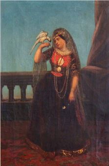 Young Woman with Parrot - Jules de Senecourt