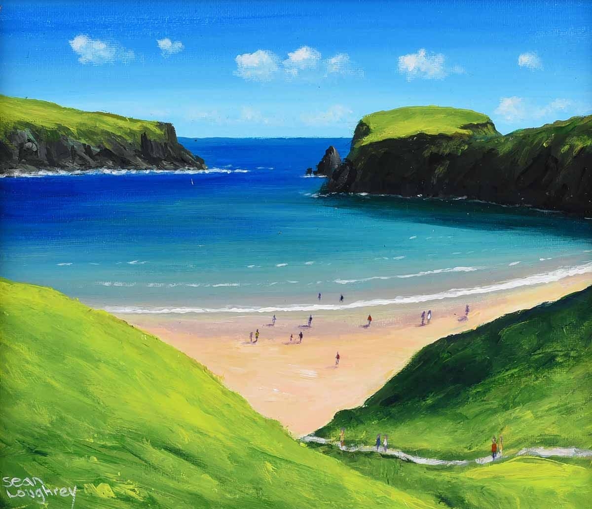 Artwork by Sean Loughrey, SILVER STRAND BEACH, DONEGAL, Made of OIL ON BOARD