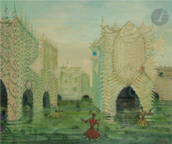The Five Gondolas by Lucien Coutaud, 1957