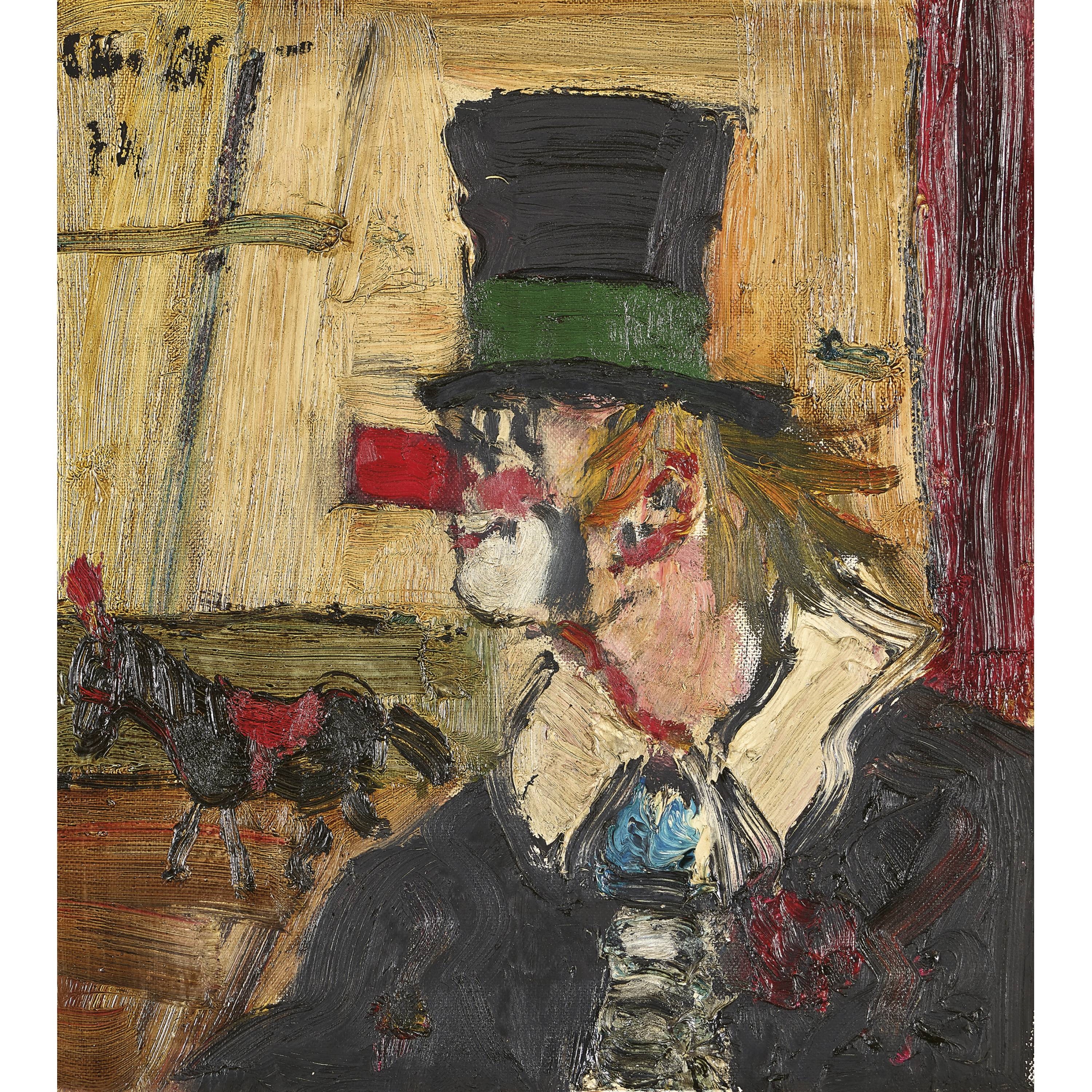 Artwork by Leopold Häfliger, Zirkusclown in der Manege, Made of oil on canvas