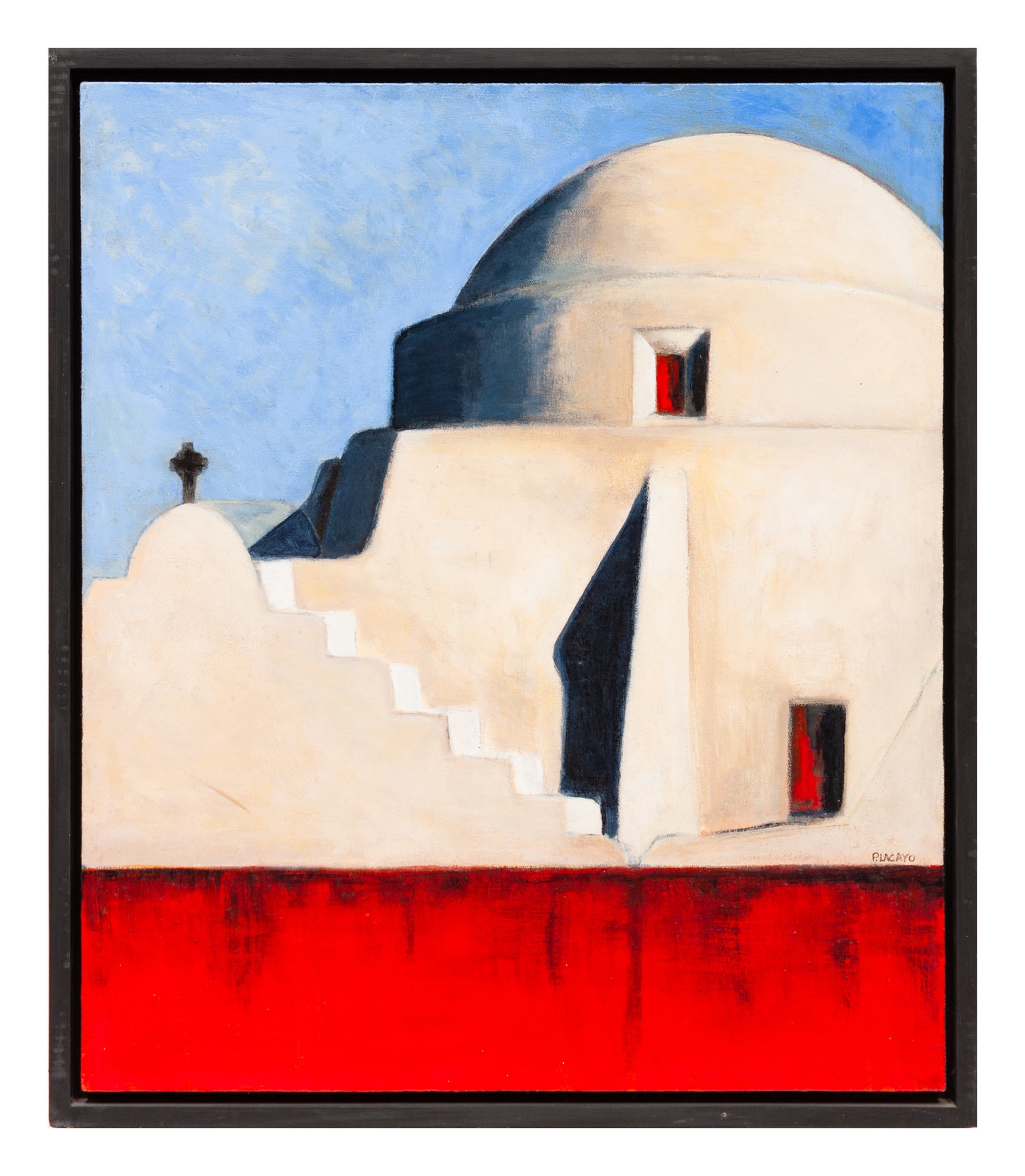 Artwork by Pam Lacayo, Eglise de la Paraportiani, Made of oil on canvas