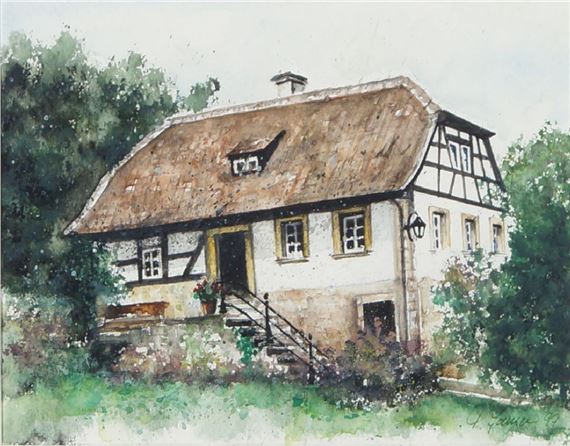 House in woodland by German School, 18th Century