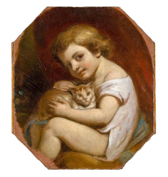 A child with a cat by George Romney