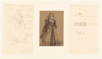 Triple costume design for Catherine de' Medici in 'Vivat, Vivat Regina', by Robert Bolt - Julia Trevelyan Oman