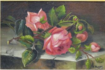 Rosenstrauß am Tisch liegend - H. Mayer