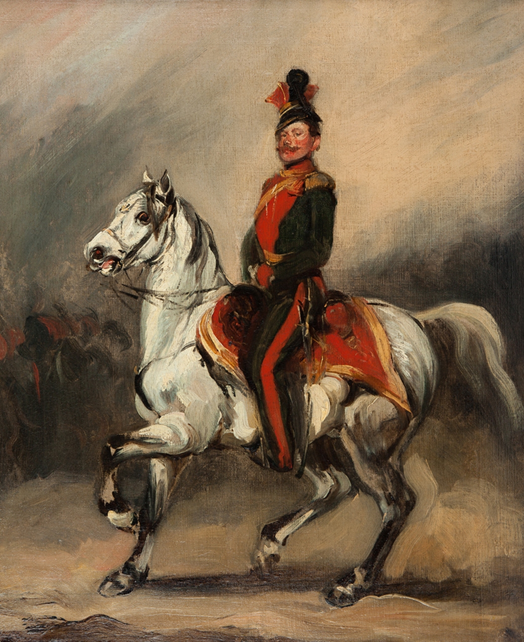 Huzar austriacki na koniu (Eustachy Dunin-Wąsowicz) by Piotr Michałowski, 1840
