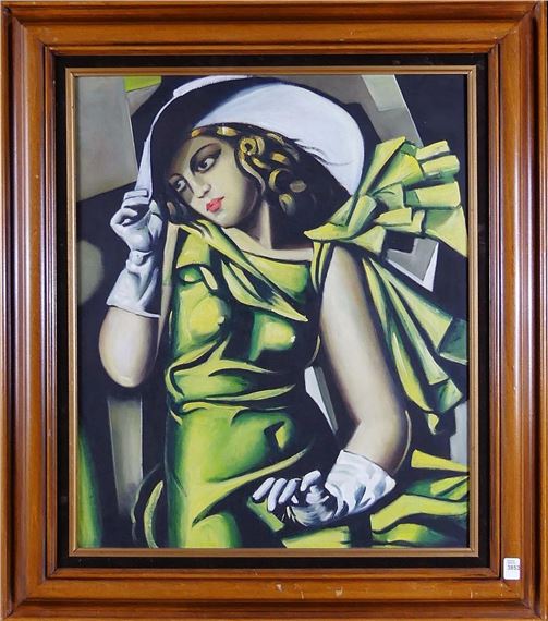 tamara de lempicka green dress Art Dco Woman Portrait Canvas Print  Emerald Green Wall Art  Tamara De  Lempicka Style