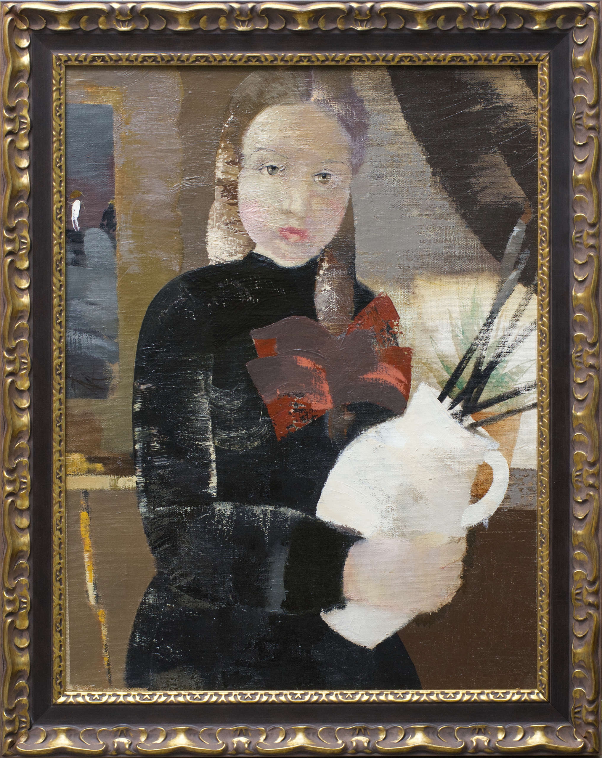 Artwork by Jānis Pauļuks, In the artist's workshop, Made of Canvas, oil