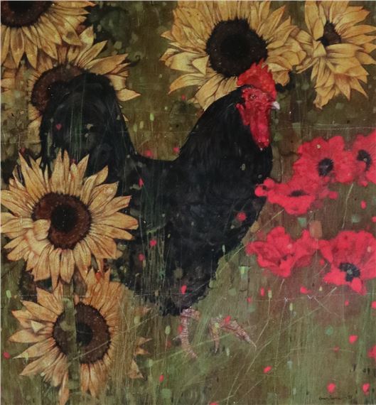 Of the Farmers Garden by Gary Anderson, Gary Anderson (Scottish b.1960), Of the Farmers Garden, 1995, mixed media on paper, signed and dated bottom right, measurements 48 x 44 cm, frame 82 x 75 cm.