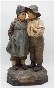 Pair of figured children "An important secret!", 2nd half of the 19th century - Johann Maresch
