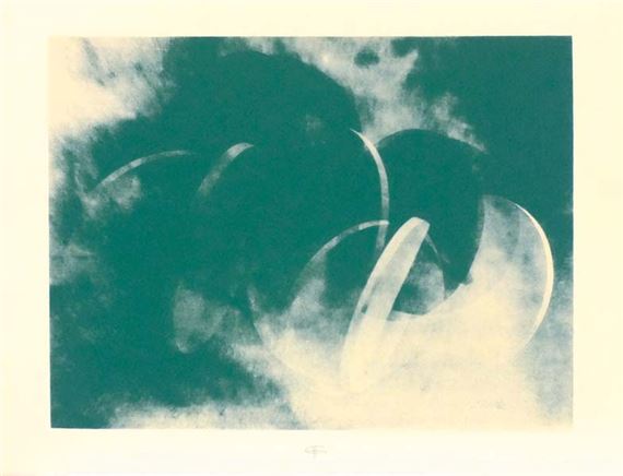 Zwei verklammerte Scheiben in Bewegung, positiv by Hermann Glöckner, 1973