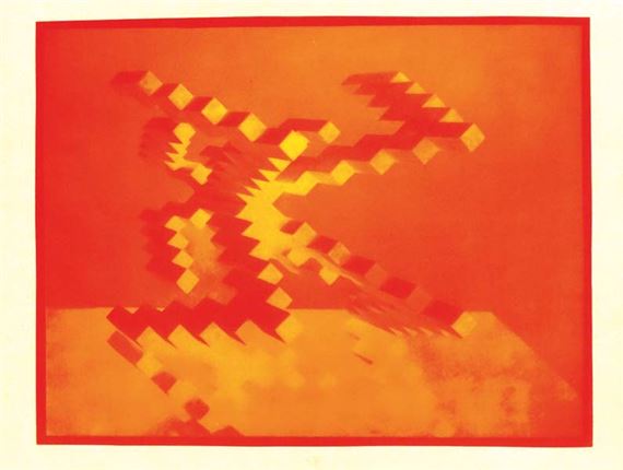 Vierflügeliger Turmbau, gestürzt by Hermann Glöckner, 1973