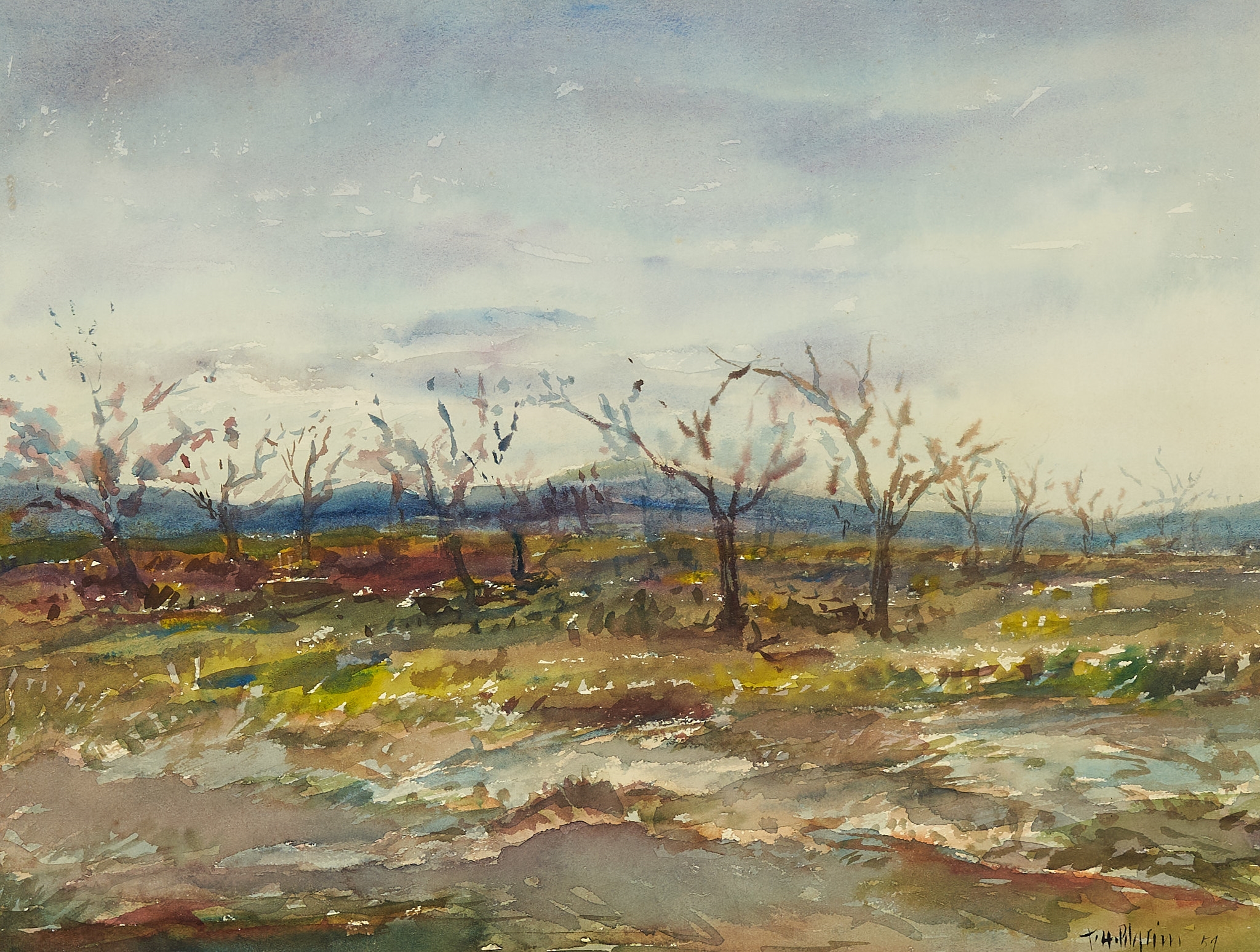 Artwork by Thomas Pilgrim, Untitled (Landscape), Made of watercolour