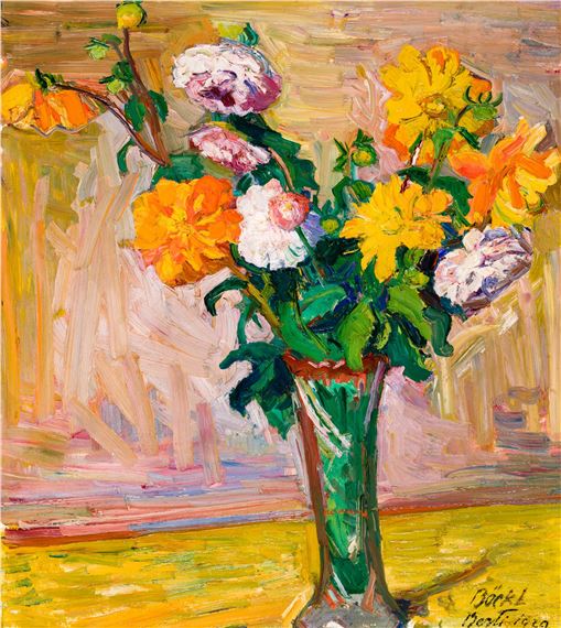 Stillleben mit Blumen (Dahlien) by Herbert Boeckl, 1929
