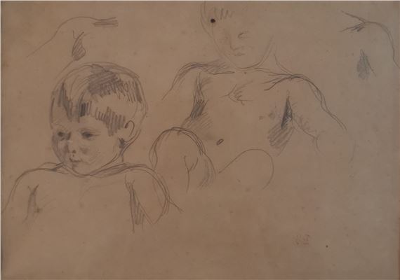 Portrait d’enfant, reprise du buste et de l’épaule by Eugène Delacroix