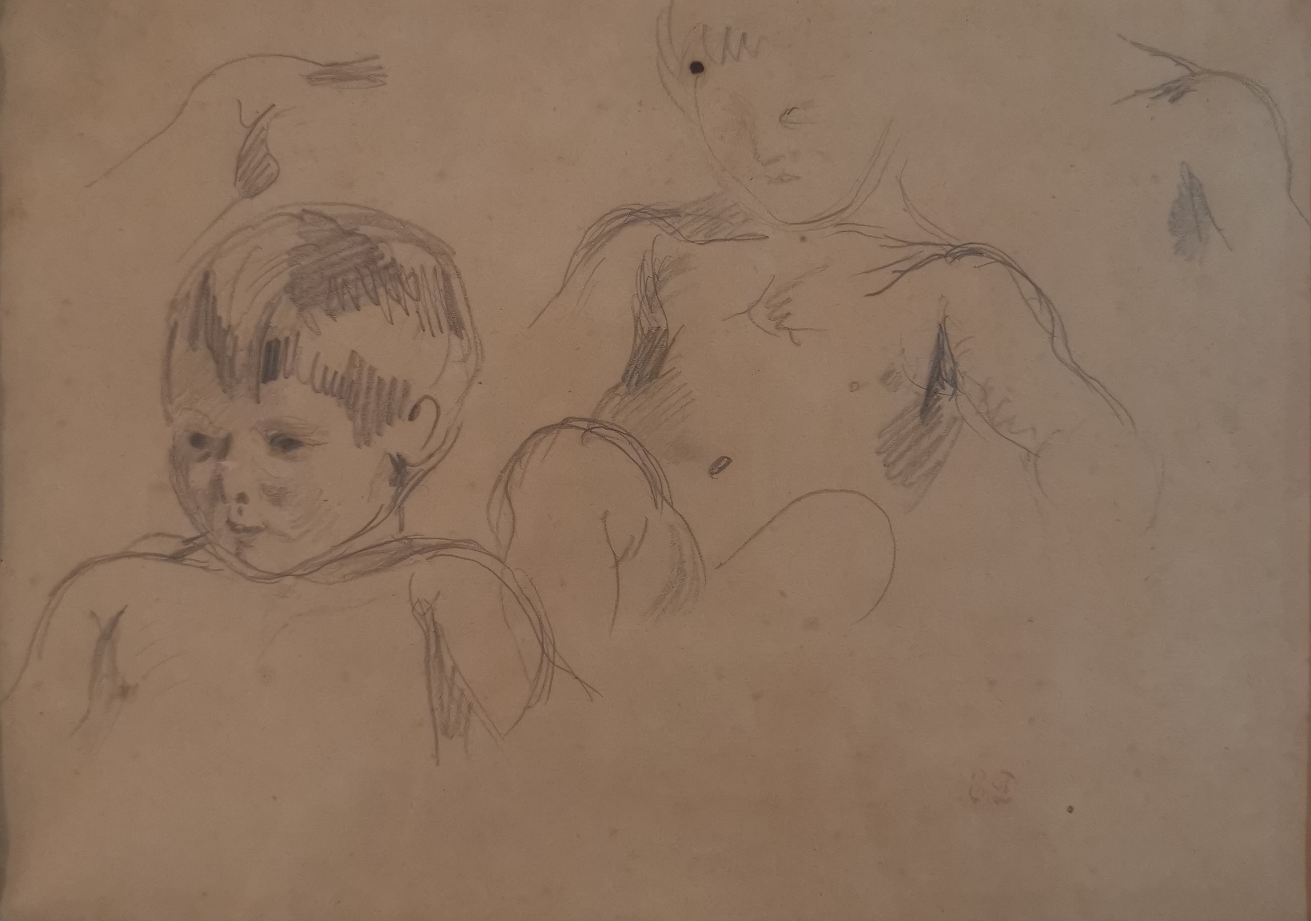 Artwork by Eugène Delacroix, Portrait d’enfant, reprise du buste et de l’épaule, Made of Black pencil