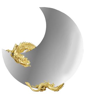 Miroir en forme de croissant de lune enserré par un dragon - Gabriel Viardot