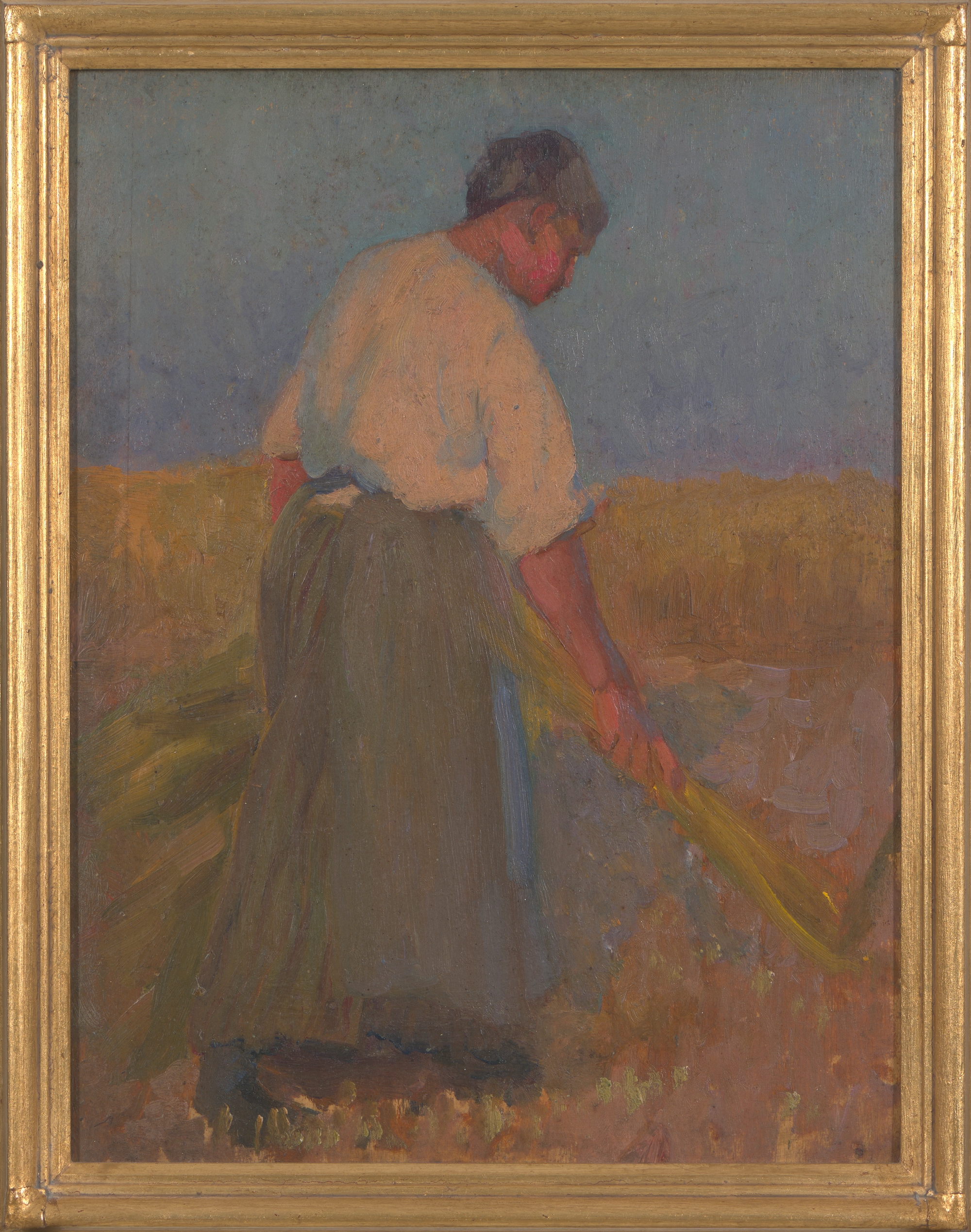 Artwork by E. Phillips Fox, Gathering Hay, Made of oil on panel