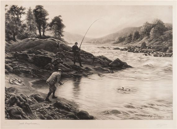 Salmon Fishing on the Dee by Joseph Farquharson, Herbert Sedcole, 1903