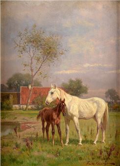 Stute mit ihrem Fohlen - Fritz Volkers