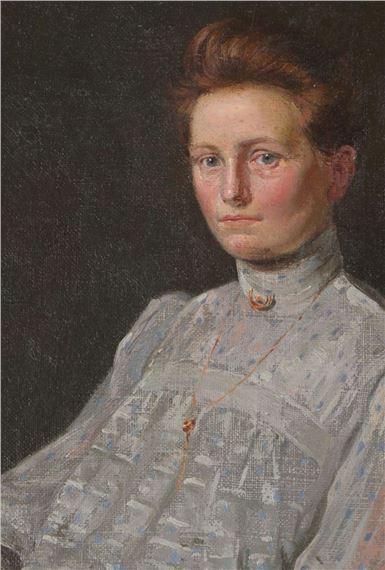 Porträt einer jungen Frau in hochgeschlossenem Kleid by Jacob Nöbbe, 1906