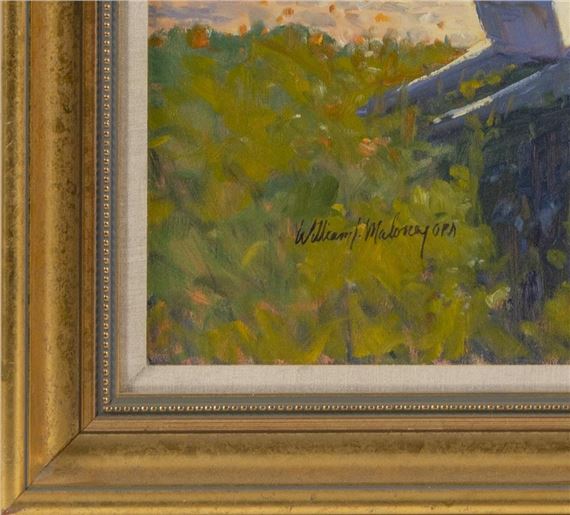 William J.Maloney Landscape with Adirondack chairs MutualArt