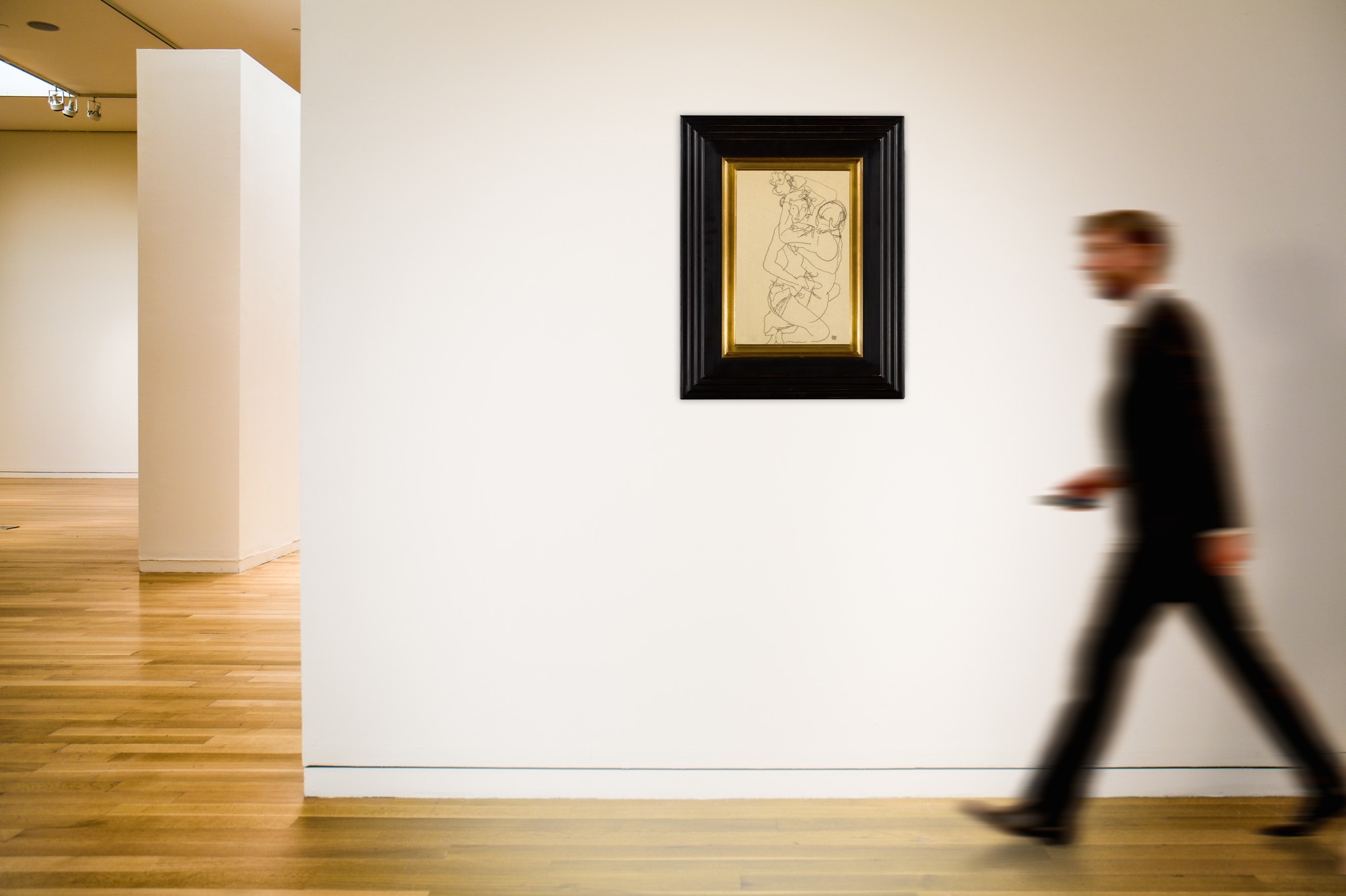 Artwork by Egon Schiele, Paar Im Umarmung (Couple embracing), Made of Black crayon on paper