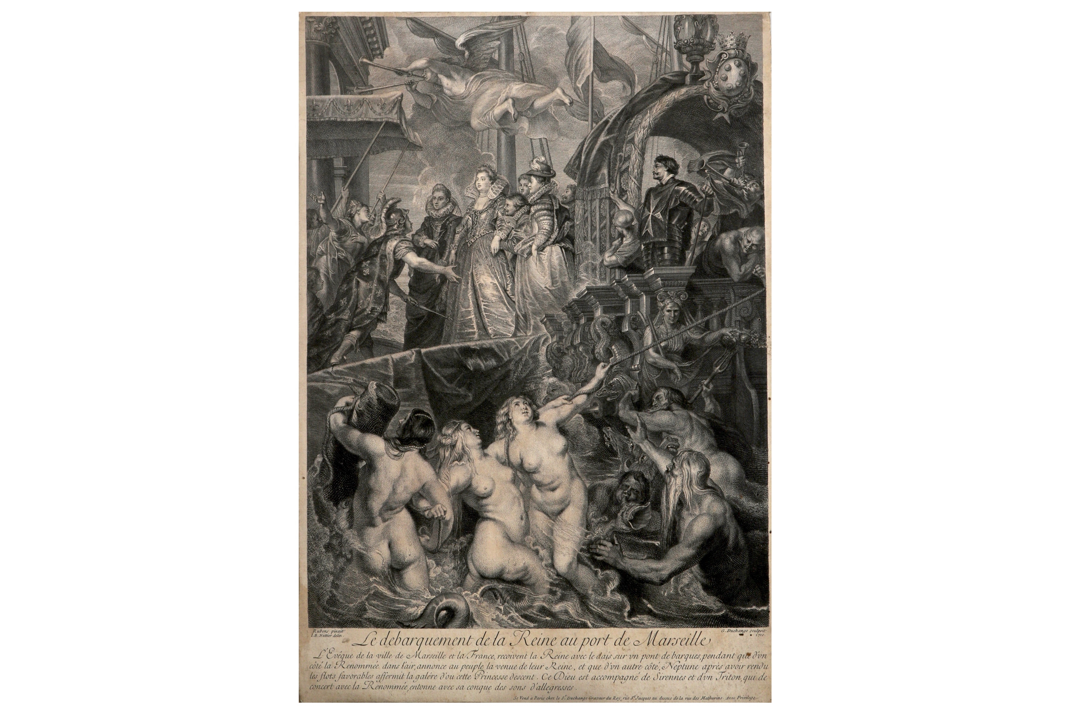 Artwork by Peter Paul Rubens, Jean-Marc Nattier, Gaspar Duchange, Le debarquement de la Reine au port de Marseille; Le Roy part pour la guerre d'Allemagne; Le Marriage de la Reine,, Made of plates